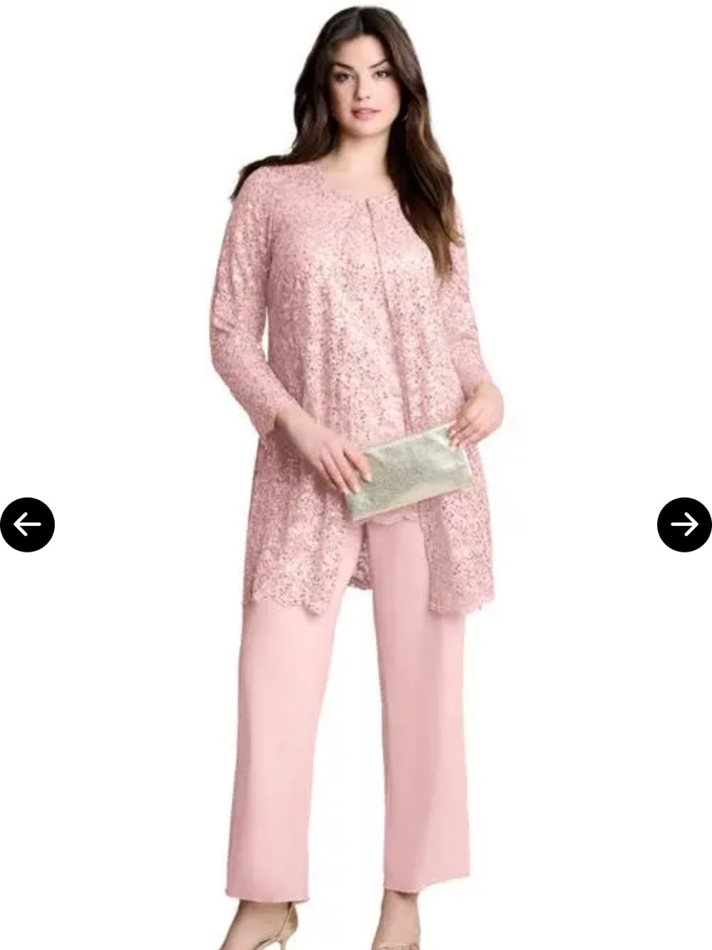 Sequin Mother of Bride Pant Suit 3 Piece Chiffon Wedding Guest Outfit Jacket 14W